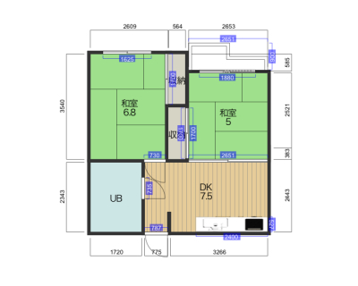 小禄マンション2DK　和室×2